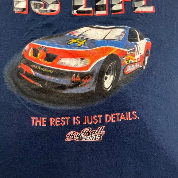 Y2K Big Ball Sports Shirt Racing Is Life The rest is just details Men's XL Navy - Picture 4 of 9